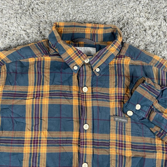 Columbia Other - Columbia Rapid Rivers II Mens M Blue Orange Plaid Long Sleeve Shirt Stretch